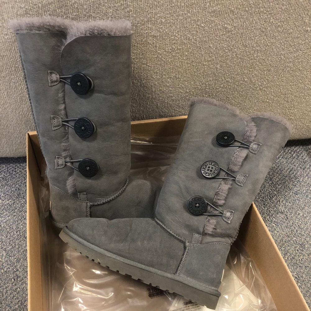 Grey uggs!! Button up!! Worn once. STILL IN BOX